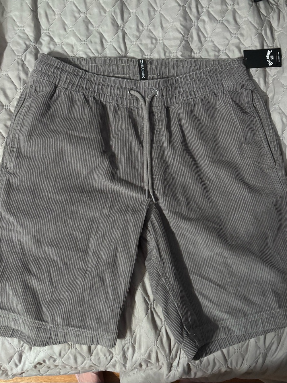 Billabong Men’s Light Gray Corduroy Drawstring Shorts